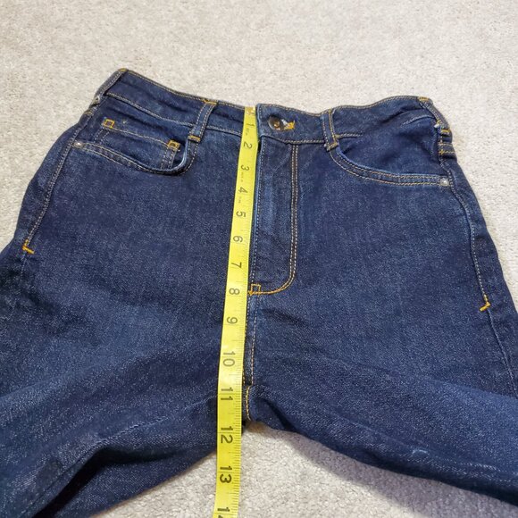 ANTHROPOLOGIE Pilcro The Split Straight Jeans Hi-Rise Dark Blue Women's 26 x 33" - Picture 15 of 16